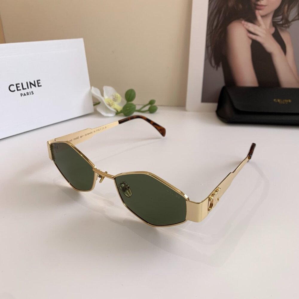 Celine Women's Sunglasses in Gold and Green - Picture 3 of 8
